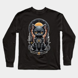 Black Skeleton Cat 1 Long Sleeve T-Shirt
